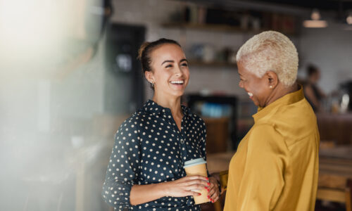 Two women laughing