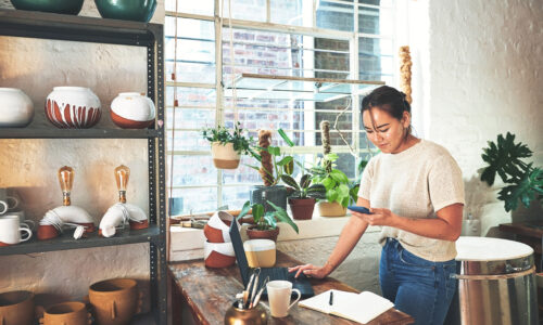 Woman using her marketing skills for her business